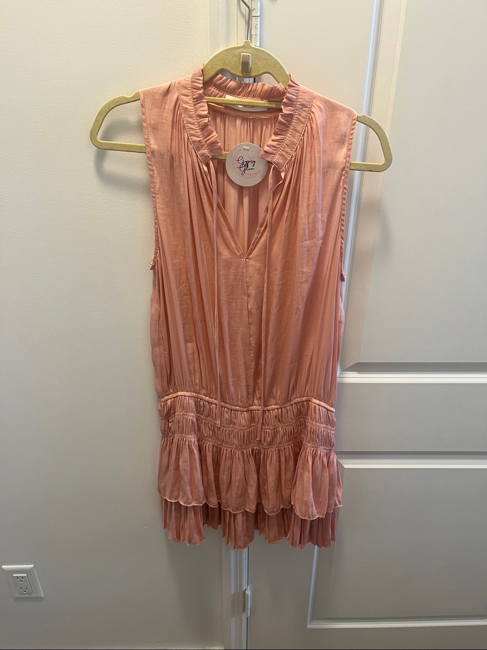 Mustard Seed Blush Pink Ruffle-Trim Sleeveless dress